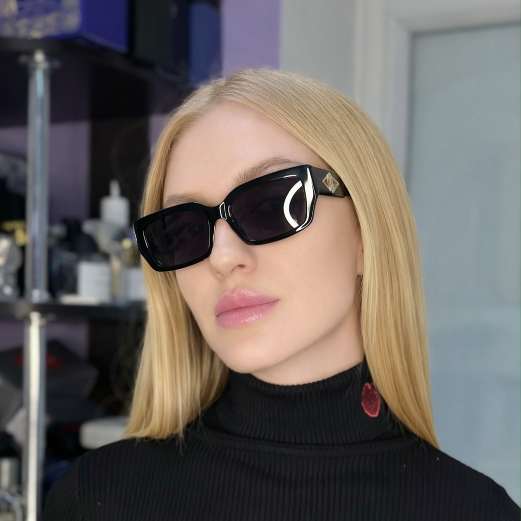 Сонцезахисні окуляри Lacoste L6021S-001-55 – жіночі – прямокутні – чорні – UV400 – оригінал - Зображення 9
